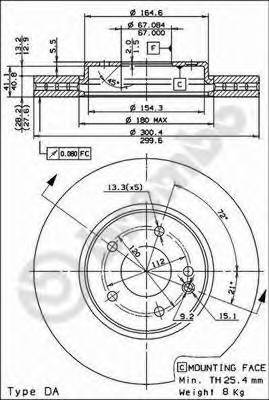 BREMBO 09.8304.11 Тормозной диск