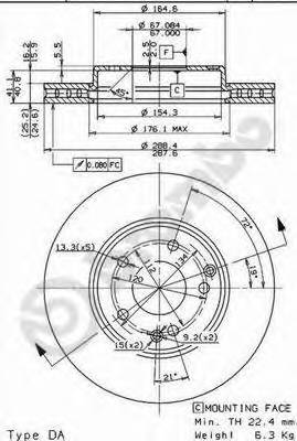 BREMBO 09.8411.11 Гальмівний диск