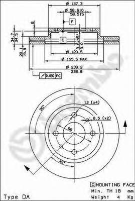 BREMBO 09.8894.14 Тормозной диск