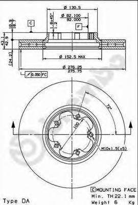 BREMBO 09.8960.10 Тормозной диск