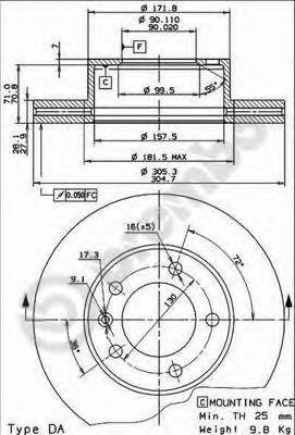 BREMBO 09.9080.10 Тормозной диск