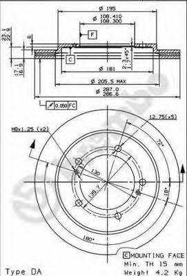 BREMBO 09.9142.10 Тормозной диск