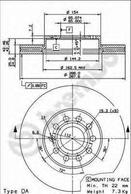 BREMBO 09.9145.11 Тормозной диск