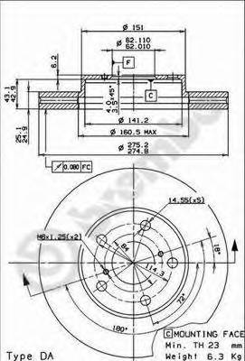 BREMBO 09.9185.10 Тормозной диск