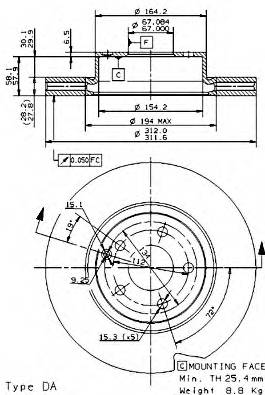 BREMBO 09.9481.11 Тормозной диск