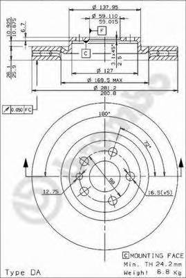 BREMBO 09.9609.24 Тормозной диск