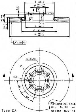 BREMBO 09.9772.11 Тормозной диск