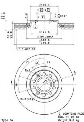 BREMBO 09.A598.11 Тормозной диск