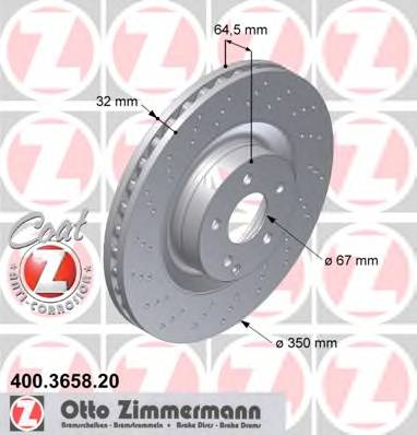 ZIMMERMANN 400.3658.20 Гальмівний диск