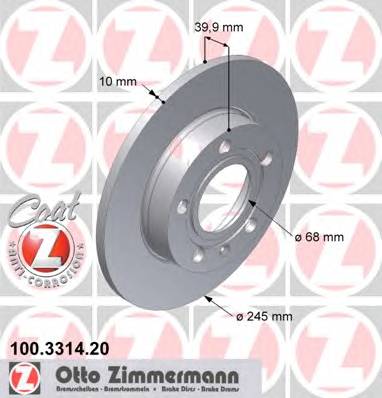 ZIMMERMANN 100.3314.20 Гальмівний диск