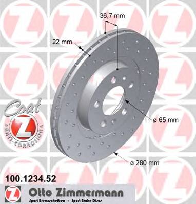 ZIMMERMANN 100.1234.52 Гальмівний диск