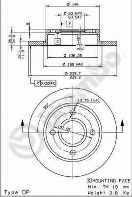 BREMBO 08.6903.14 Тормозной диск