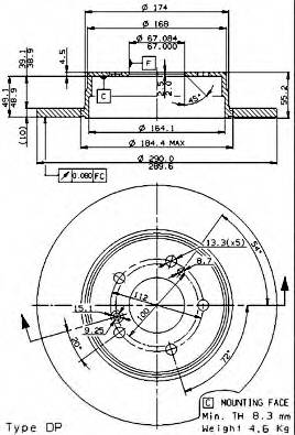 BREMBO 08.7211.21 Тормозной диск