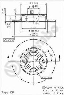 BREMBO 08.9136.11 Тормозной диск