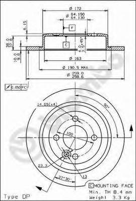 BREMBO 08.9163.10 Тормозной диск