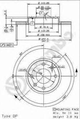 BREMBO 08.9606.14 Тормозной диск