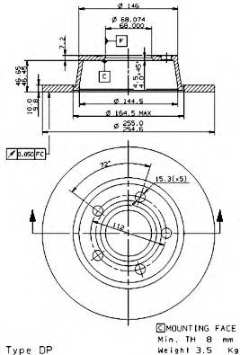 BREMBO 08.9751.11 Тормозной диск