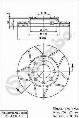 BREMBO 09.3090.75 Гальмівний диск