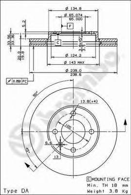 BREMBO 09.4765.14 Тормозной диск