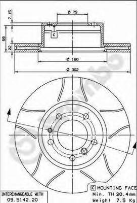 BREMBO 09.5142.76 Тормозной диск