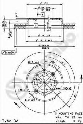 BREMBO 09.5509.11 Гальмівний диск