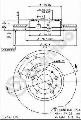 BREMBO 09.5568.21 Тормозной диск