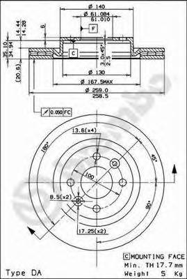 BREMBO 09580221 TARCZA HAM. CLIO