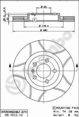 BREMBO 09.7012.75 Тормозной диск