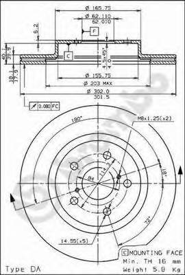 BREMBO 09.7225.10 Тормозной диск