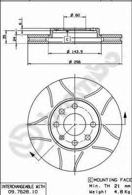 BREMBO 09.7628.75 Тормозной диск