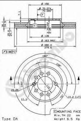 BREMBO 09.7629.10 Тормозной диск