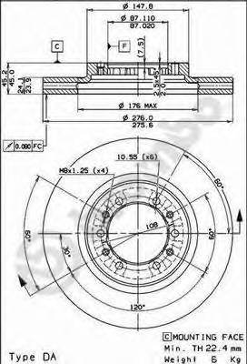 BREMBO 09.8071.10 Тормозной диск