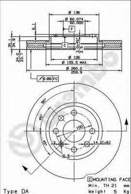 BREMBO 09.8601.11 Тормозний диск