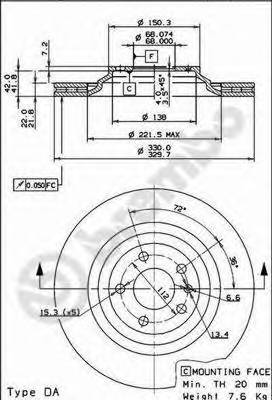 BREMBO 09.8842.21 Тормозной диск