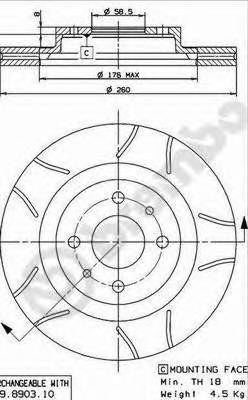 BREMBO 09.8903.75 Тормозной диск