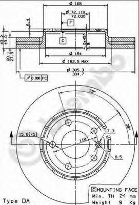 BREMBO 09.8937.10 Тормозной диск