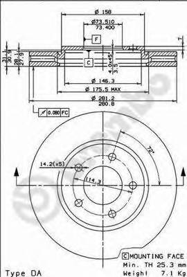 BREMBO 09.8977.11 Тормозной диск