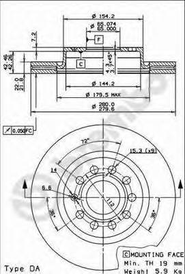 BREMBO 09.9167.11 Тормозной диск