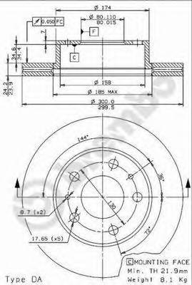 BREMBO 09.9615.14 Тормозной диск