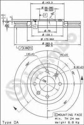 BREMBO 09.9619.10 Тормозной диск