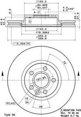 BREMBO 09.A427.11 Тормозной диск