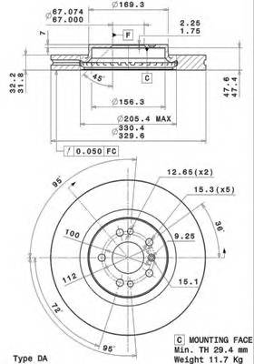 BREMBO 09.R104.11 Тормозной диск