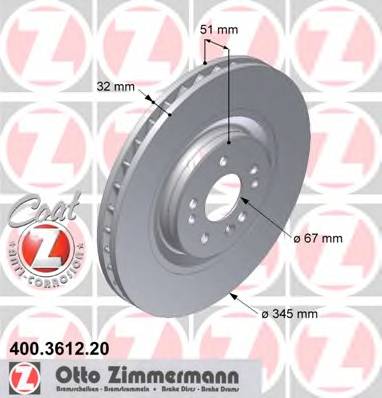 ZIMMERMANN 400.3612.20 Гальмівний диск