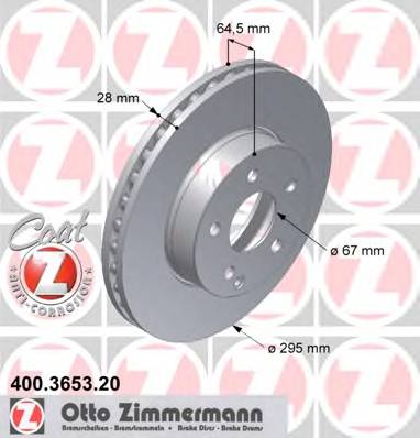 ZIMMERMANN 400.3653.20 Гальмівний диск