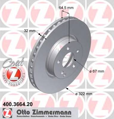 ZIMMERMANN 400.3664.20 Гальмівний диск