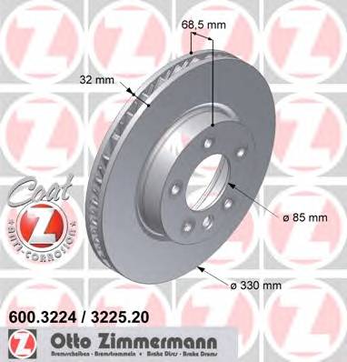 ZIMMERMANN 600.3224.20 Тормозной диск