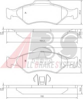 A.B.S. 37196 Комплект гальмівних колодок,