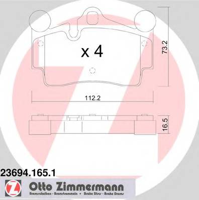 ZIMMERMANN 23694.165.1 Комплект гальмівних колодок,