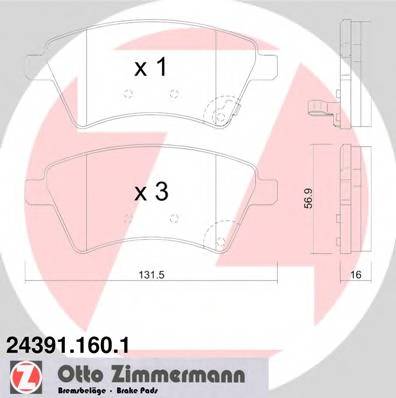 ZIMMERMANN 24391.160.1 Комплект тормозных колодок,