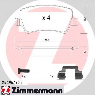 ZIMMERMANN 244961702 KLOCKI HAMULC. VOLVO